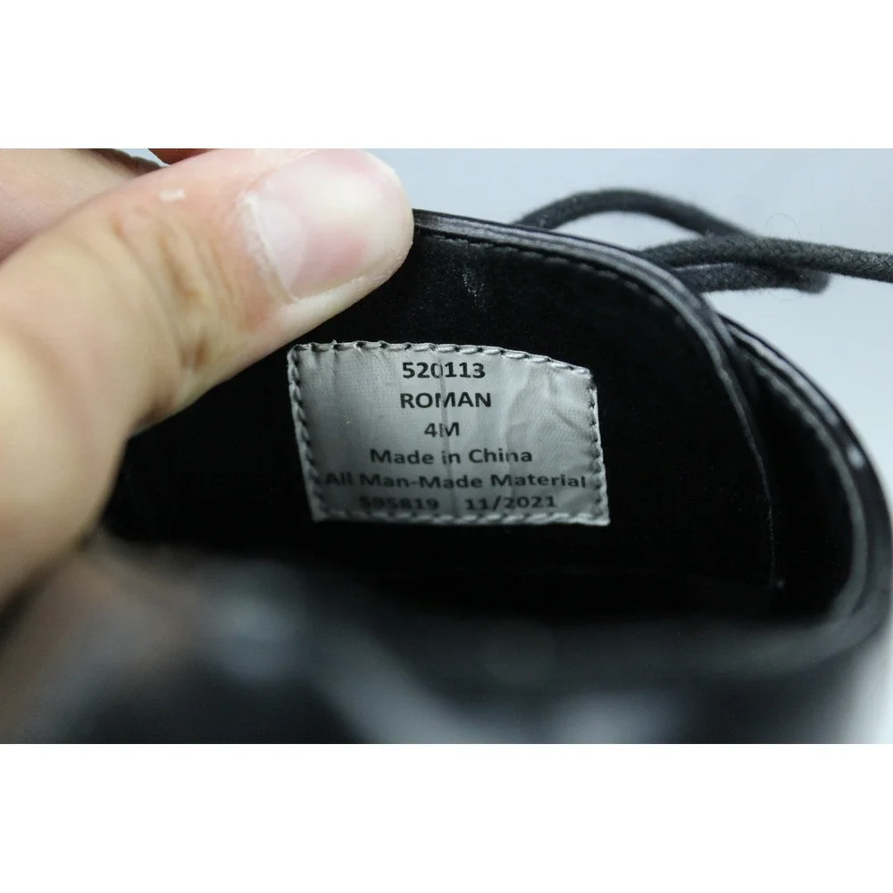 Borelli Kids Black Lace Up Dress Shoes Perforated Toe Oxford Derby Size 4